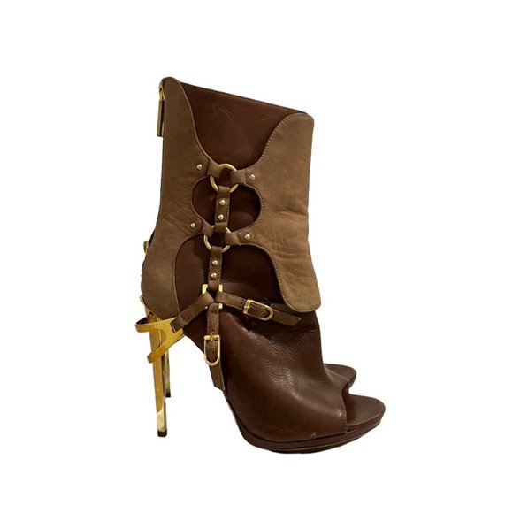 Herve Leger Alyn Leather & Suede Overlay Heels size 36.5 W/Authenticity Cert. - Picture 6 of 12